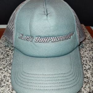 Lost Surfboards Snapback Surfer Hat. Mesh Back Adjustable Cap. Sage Green.